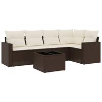 5-delige Loungeset met kussens poly rattan bruin - thumbnail