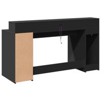 Bureau met LED-verlichting 160x55x91 cm bewerkt hout zwart - thumbnail