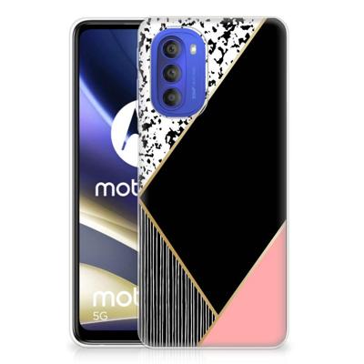 Motorola Moto G51 5G | TPU Hoesje | Zwart Roze Vormen