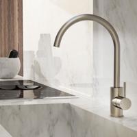 Keukenmengkraan Hotbath Cobber 1-hendel 36 cm Draaibare Uitloop Geborsteld Nikkel - thumbnail
