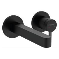 Hansgrohe Wastafelmengkraan Inbouw Finoris 2-gats 168 mm Voorsprong Met Afvoerplug Mat Zwart - thumbnail