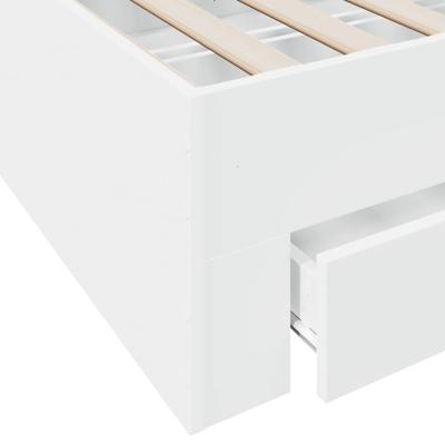 Bedframe met lades bewerkt hout wit 90x200 cm - thumbnail
