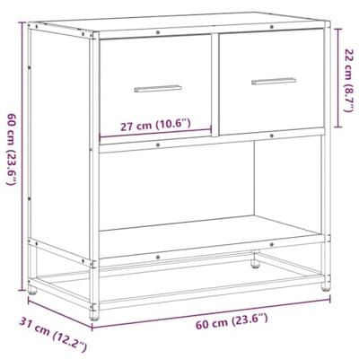 Nachtkastje 60x31x60 cm bewerkt hout en metaal zwart