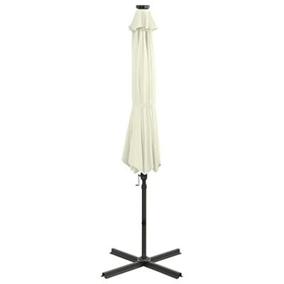 VidaXL Zweefparasol met paal en led-verlichting 300 cm zandkleurig