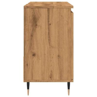Badkamerkast 65x33x60 cm bewerkt hout artisanaal eikenkleurig