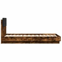 Bedframe met hoofdbord en LED gerookt eikenkleurig 75x190 cm - thumbnail