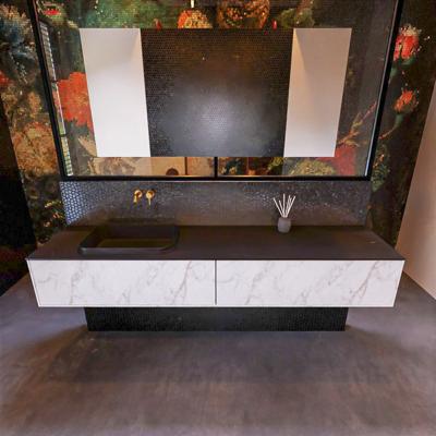 Badkamermeubelset Mondiaz Erin 200 cm met 2 Lades met RIDGE Wastafel Links Urban Zonder Kraangaten Greeploos Mat Carrara Badkamermeubelset Mondiaz Erin 200 cm met 2 Lades met RIDGE Wastafel Links Urban Zonder Kraangaten Greeploos Mat Carrara