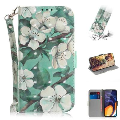 3D gekleurde tekening aquarel bloem patroon horizontale Flip lederen case voor Galaxy A60 met houder & card slots & portemonnee 3D gekleurde tekening aquarel bloem patroon horizontale Flip lederen case voor Galaxy A60 met houder & card slots & portemonnee