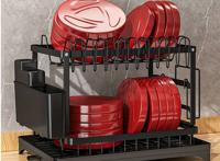 FEDEC Afdruiprek 2 laags - Bestekbak - Metaal - Zwart - thumbnail