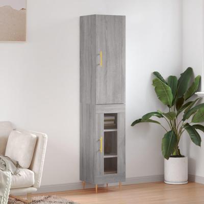 Hoge kast 34,5x34x180 cm bewerkt hout grijs sonoma eikenkleurig