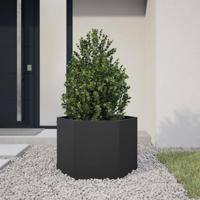 VidaXL Plantenbak zeshoek 69x60x45 cm staal zwart - thumbnail