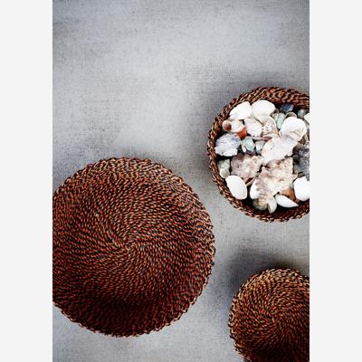 Madam Stoltz mand set van 3 wicker paper zwart 24 x 10,5