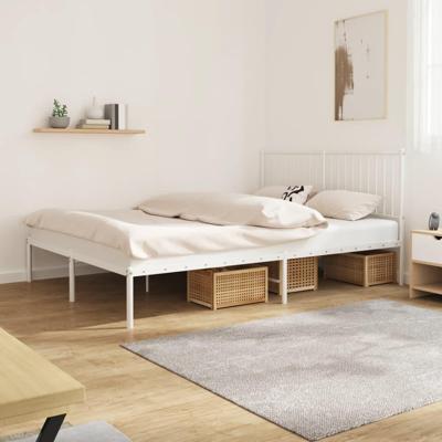 Bedframe met hoofdeinde staal wit 208x168x90,5 cm