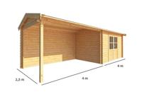 Blokhut, tuinhuisje met overkapping Fenna-Nynke 800 cm bij 250 cm diep zadeldak Warentuin Collection - Warentuin collection - thumbnail