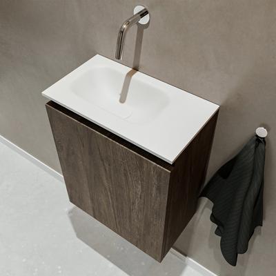 MONDIAZ TURE 40cm toiletmeubel dark brown. EDEN wastafel talc links geen kraangat