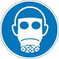 Gebodsbord Ademhalingsbescherming verplicht, Hygiëne en afstand Zelfklevende folie (Ø) 50 mm ISO 7010 6 stuk(s) - thumbnail