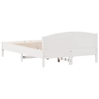 Bedframe met hoofdbord massief grenenhout wit 120x200 cm - thumbnail