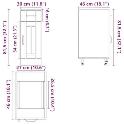 Keuken onderkast Lucca bewerkt hout gerookt eikenkleurig