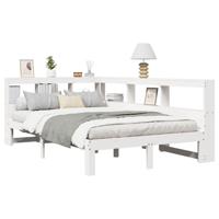 Bed met boekenkast zonder matras grenenhout wit 140x190 cm - thumbnail