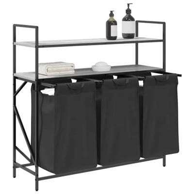 VidaXL Wasmand 3 vakken met planken grijs sonoma eiken