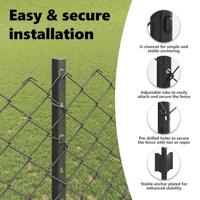 VidaXL Hek met paal grijs 1,2 x 10 m staal en pvc - thumbnail