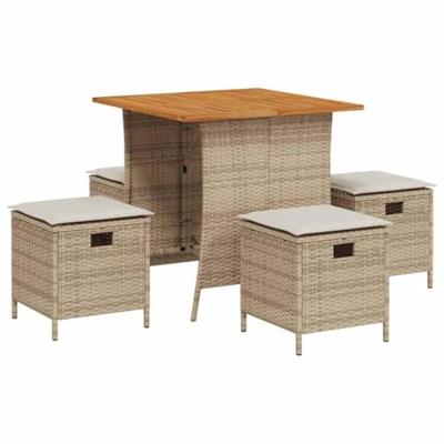 5-delige Tuinset met kussens poly rattan beige 5-delige Tuinset met kussens poly rattan beige