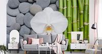 Fotobehang - Bamboe, Orchidee en stenen, Spa, Inspiratie, in 11 maten, inclusief behanglijm - thumbnail