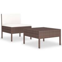 VidaXL 2-delige loungeset met kussens poly rattan bruin - thumbnail
