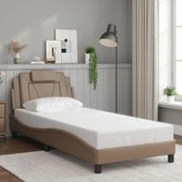 Bedframe met hoofdbord kunstleer cappuccinokleurig 90x200 cm - thumbnail