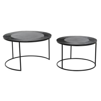 Set van 2 tafels DKD Home Decor Zwart Metaal Aluminium 76 x 76 x 44 cm
