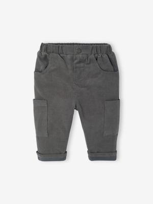 Babybroek met battle fit in fluweel/velours met voering antraciet