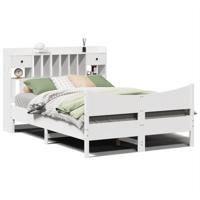 Bedframe zonder matras massief grenenhout wit 150x200 cm - thumbnail