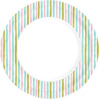 Duni Papieren Borden Stripes 22 cm 10 Stuks - thumbnail