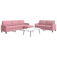3-delige Loungeset met kussens fluweel roze - thumbnail