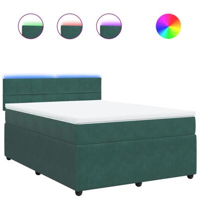 Boxspring met matras fluweel donkergroen 160x200 cm - thumbnail