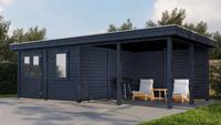 Lugarde Select Apeldoorn Modern tuinhuis met overkapping 300x250 cm + overkapping 400 cm 28 mm vuren blank - thumbnail