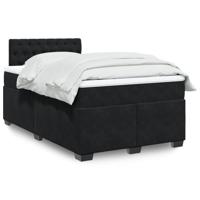 Boxspring met matras fluweel zwart 140x190 cm - thumbnail