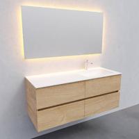 Badkamermeubel Solid Surface AQS Oslo 120x46 cm Rechts Wood Washed Oak 4 Laden Boss & Wessing - thumbnail