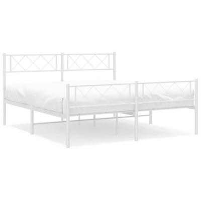 Bedframe met hoofd- en voeteneinde metaal wit 140x190 cm