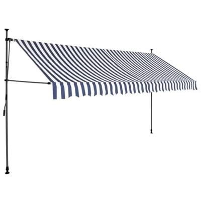 Luifel handmatig uitschuifbaar met LED 400 cm blauw en wit