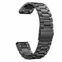 By Qubix - Stalen schakelband - Zwart - Compatible met Garmin Instinct 3 / Instinct E - 45mm - Compatible Garmin bandje - Bandbreedte: 22mm - thumbnail
