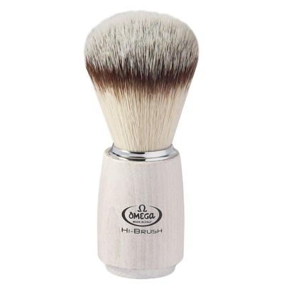 Omega scheerkwast hi-brush synthetisch haar met dassenhaareffect essenhouten handvat 11,5cm