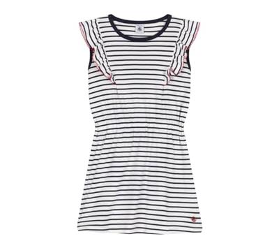 Gestroomde kinderjurk van katoen PETIT BATEAU marineblauw