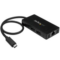StarTech.com 3 poorts USB C naar USB-A hub met Gigabit Ethernet - USB-C naar 3x USB-A - USB 3.0 (5Gbps) - Inclusief voedingsadapter - thumbnail