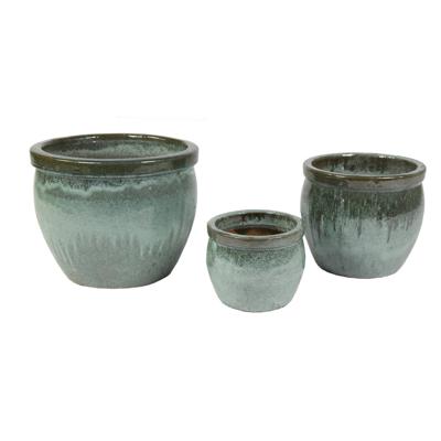 Mcollections bloempot delta geglazuurd 38x31 cm mos