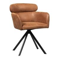 WOOOD Draaibare Eetkamerstoel 'Fenne' Lederlook, kleur Cognac - thumbnail