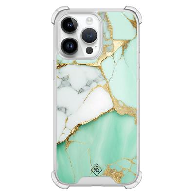 iPhone 14 Pro Max shockproof hoesje - Marmer mintgroen iPhone 14 Pro Max shockproof hoesje - Marmer mintgroen