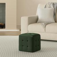 Poef 2 st 30x30x30 cm fluweel groen - thumbnail