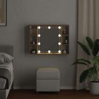 Spiegelkast met LED 76x15x55 cm bewerkt hout artisanaal eiken - thumbnail