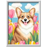 Ravensburger CreArt Schilderen op nummer bloemen Corgi - thumbnail